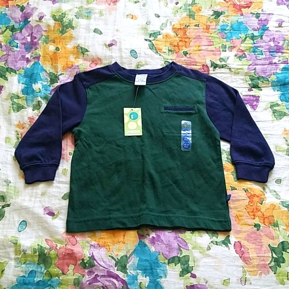 NWT Gymboree Navy blue/green long-sleeve tee 18-24